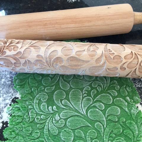 Sweet Rolling Pins - Wholesale Rolling Pin - Floral Swirl Embossed Rolling Pin – Baking & Crafting4