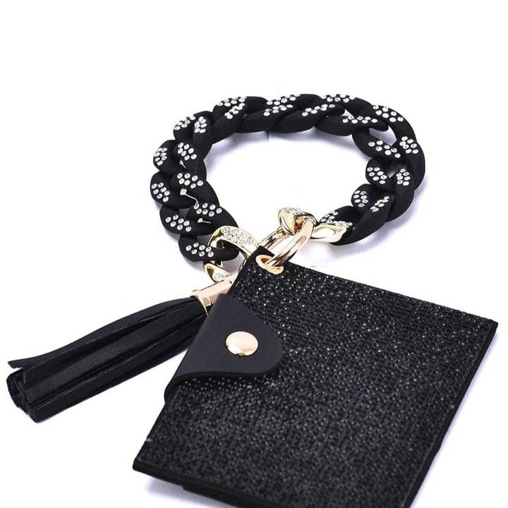 MiMi Wholesale - Wholesale Wallet - Women's - Rhinestone Keychain Bracelet Wallet with Chain Bangle2