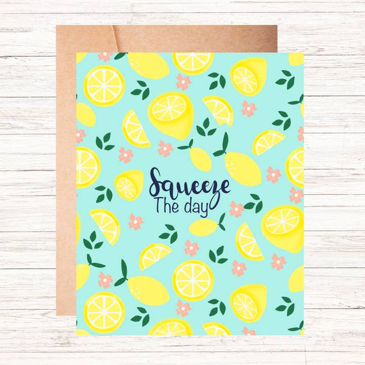 Biglietto Squeeze The Day con scritta «Fun Just Because», interno bianco per la vendita all'ingrosso da parte di Sarah Simply Designs