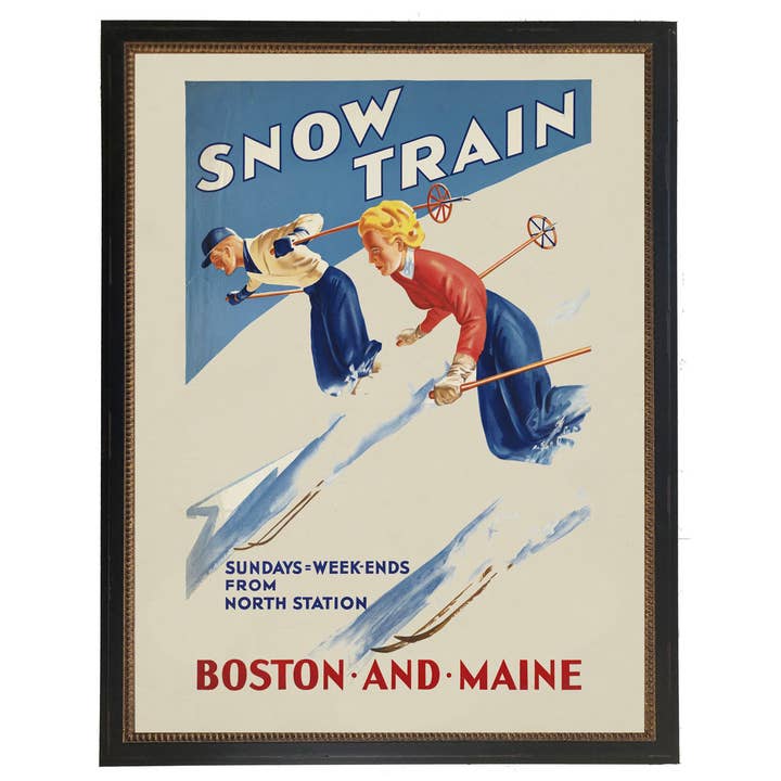 Gerahmtes Vintage-Cover des Ski-Magazins Snow für den Großhandel von Antique Curiosities Inc