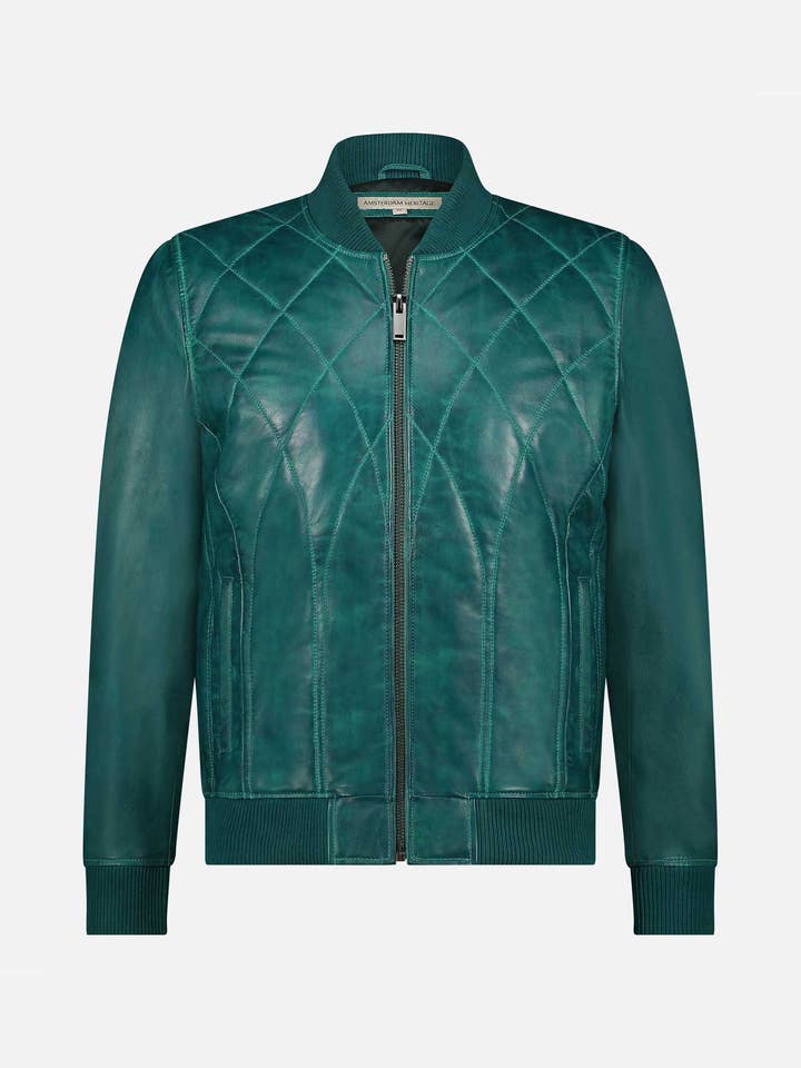 Edison | Blouson bomber en cuir matelassé pour la vente par Amsterdam Heritage Leather Belts, Bags, Jackets & Apparel