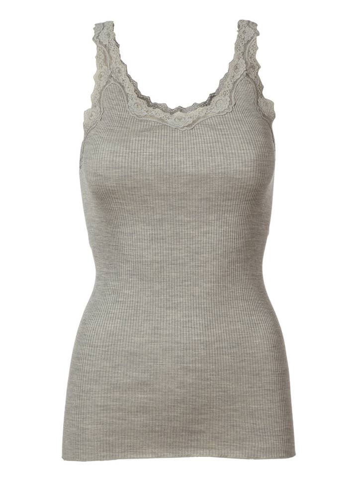 Rosemunde - Vendita all'ingrosso Canotta - Donna - Top in seta con pizzo e schiena profonda