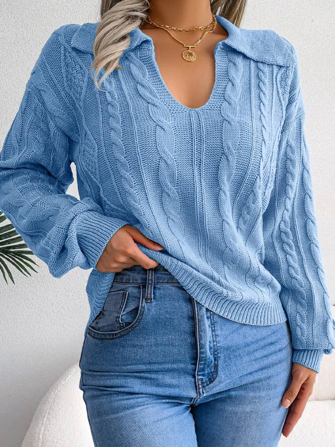 Label Collar Cable Knit Pullover Sweaters BJS003 for wholesale by UNISHE