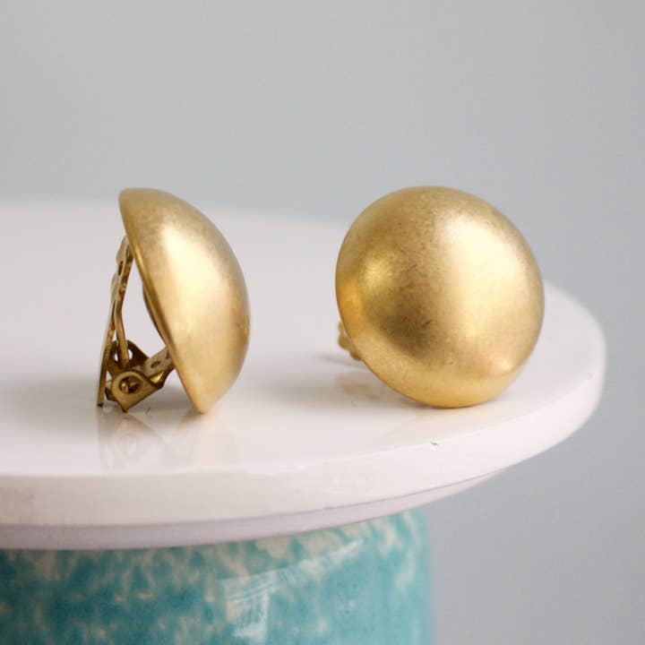Matte Gold Medium Dome Clip Earrings for wholesale on Faire