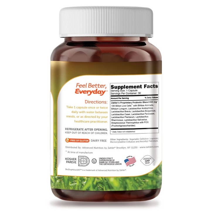 Advanced Nutrition by Zahler - Wholesale Oral Supplement/Vitamin - BioDophilus 100B (30) Capsules