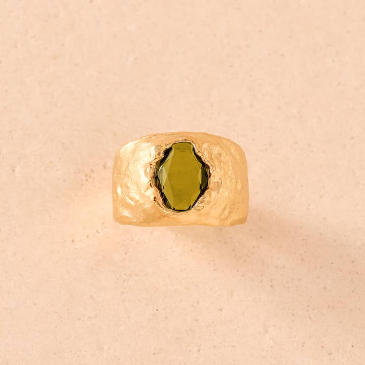 Agapée Jewelry - Wholesale Single Stone/Solitaire Ring - Carmen Dark Green Ring | Jewelry Gold Gift Waterproof