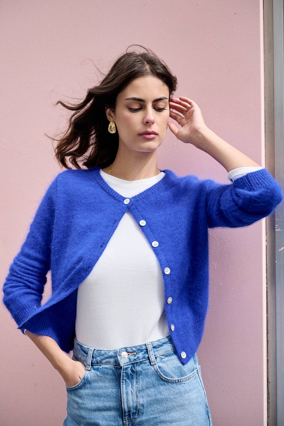 Nathael Paris – wholesale Kofta - Dam – Angorakofta med pärlemorknappar9