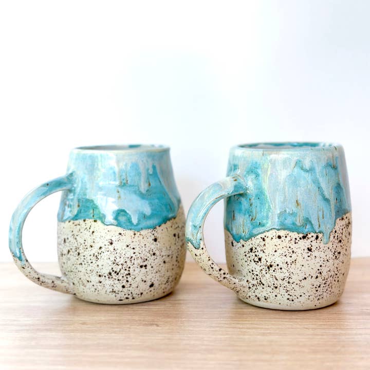 Van Isle Clayworks - Wholesale Coffee Mug - Blue Stoneware Mug - Dream Glaze - Wheel Thrown Pottery