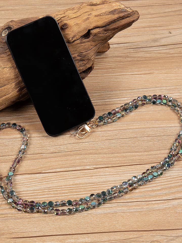 Crystal Round Bead Crossbody Lanyard PC5674 - Green for wholesale by Ole