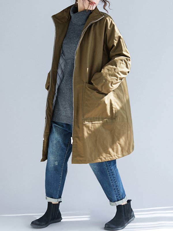 VividLux - Wholesale Coat - Women's - Long Sleeves Loose Quilted Zipper High Neck Coats Padded Coat8