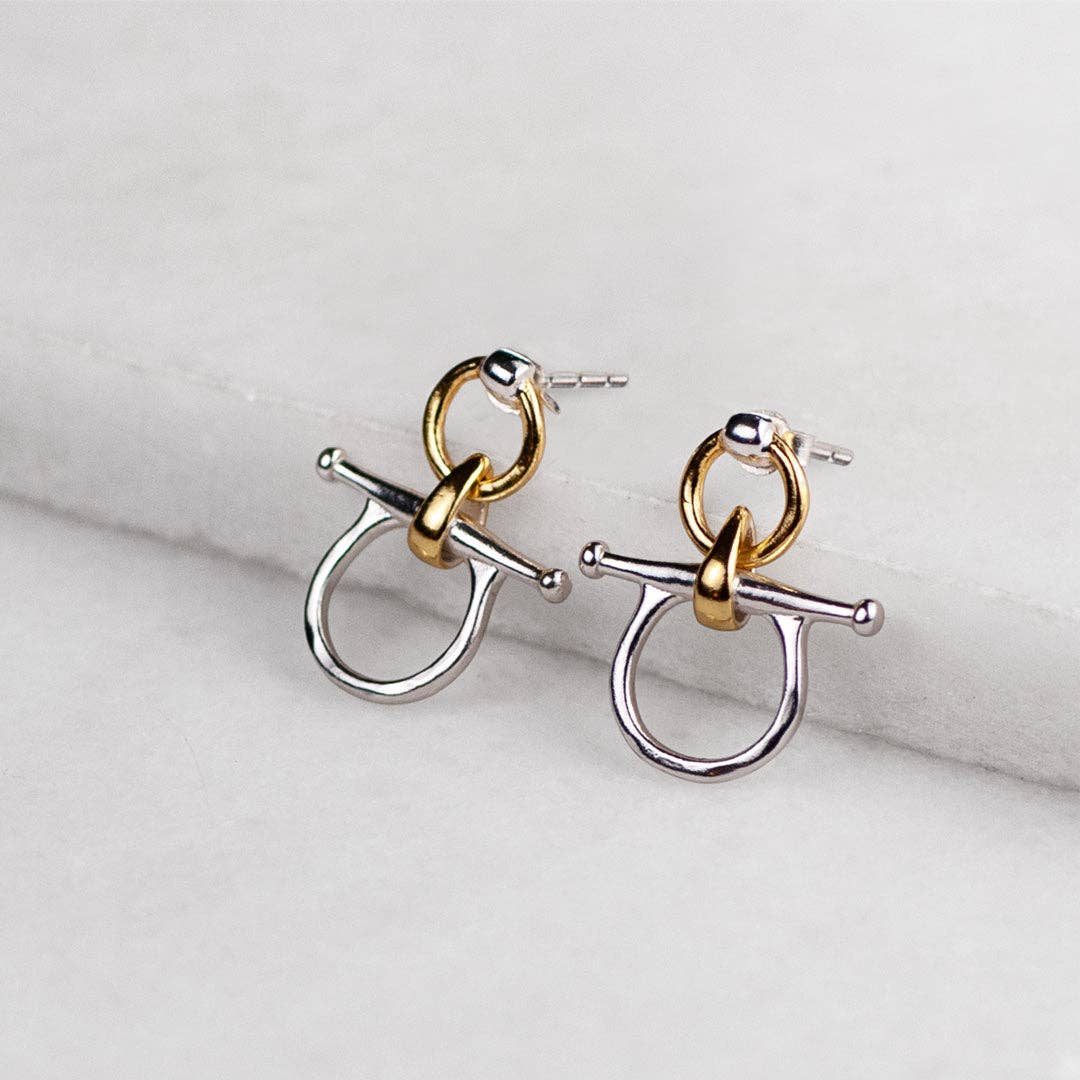 URBAN-EQUESTRIAN - Vendita all'ingrosso Orecchini pendenti - Chelsea - Orecchino Equestre con Morsetto a Due Toni4