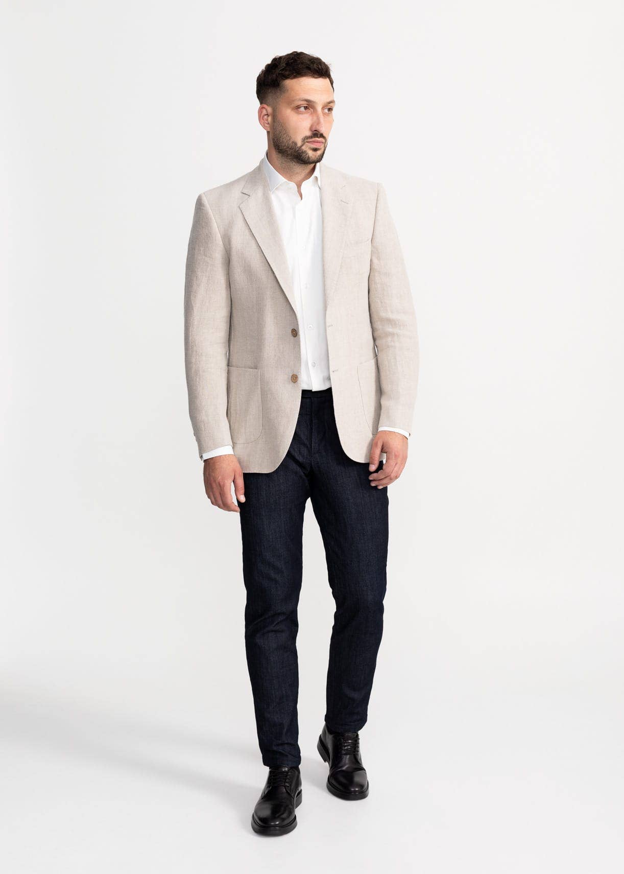 De IONESCU - Wholesale Button Down Shirt - Men's - The "Peles" Egyptian Cotton Shirt - Ecru2