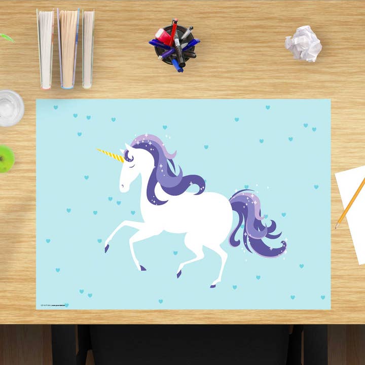 Children's premium vinyl desk pad unicorn for wholesale by cover-your-desk