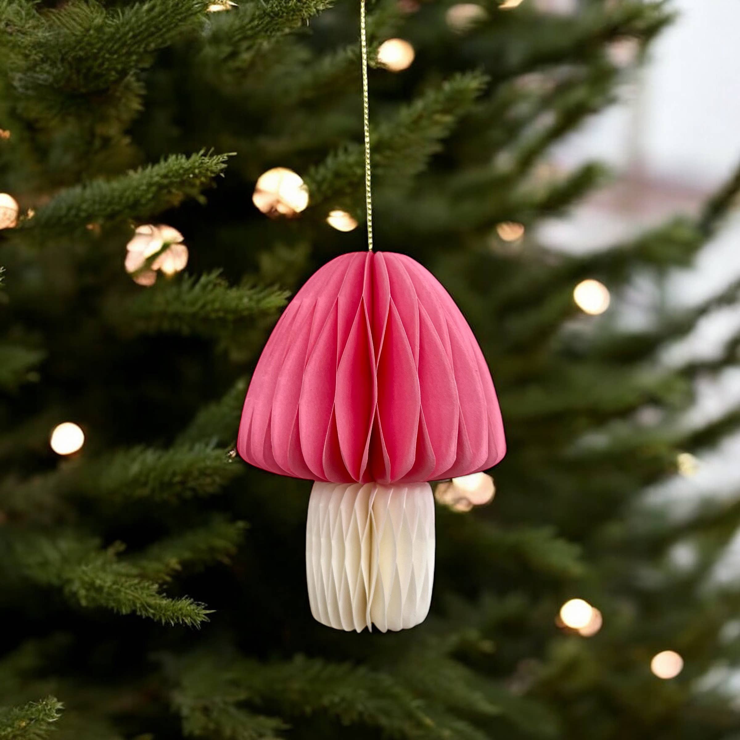 De Lange Tafel - Wholesale Christmas Decoration - Honeycomb Christmas ornament mushroom · pink1