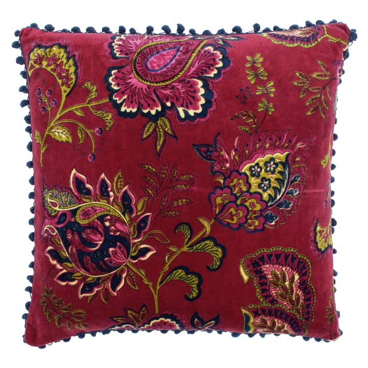Malisa Paisley Cushion Pomegranate for wholesale on Faire