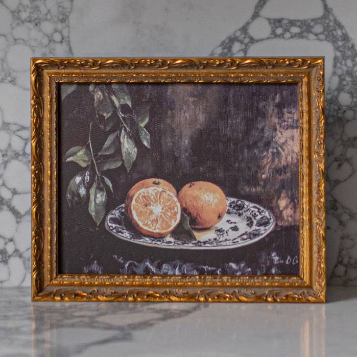 Mandarine vintage | Art encadré doré inspiré du laiton français pour la vente par Luxe B Co Canada