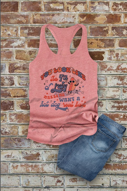 Top Avenue - Wholesale Tank Top - Women's -  You Look Like The Fourth of July, Make Me Want a Hot Dog, Women Fit Fitted Racerback Tank Top4