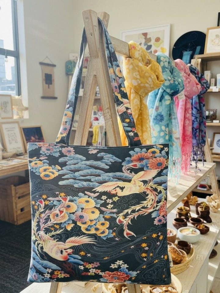 JCFB0104 Traditional Japanese Phoenix and Cloud Motif Tote Bag for wholesale by JC Sunny Fashion