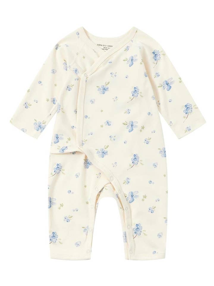 Baby Organic Kimono Bodysuit-Blueberry for wholesale by Norsu Organic