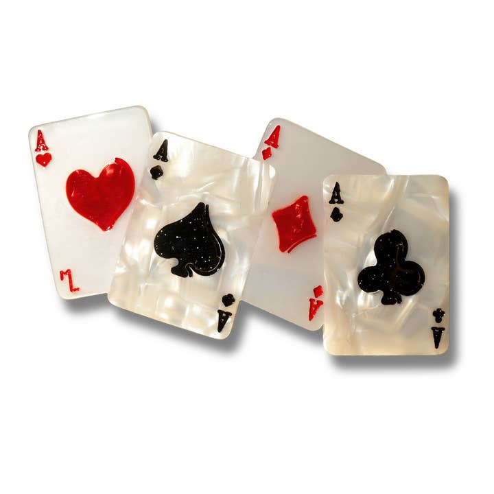 Playing Card Four Aces Alice French Barrette Wonderland for wholesale by Paper Spaceship by Maile Lani