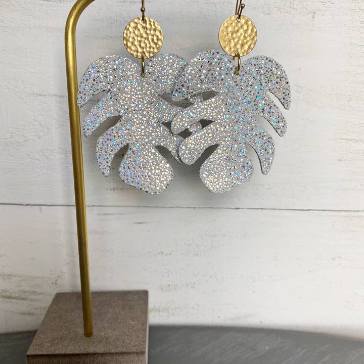 The Supply Society - Wholesale Dangle Earrings - Monstera Leaf Leather Hook Earrings12