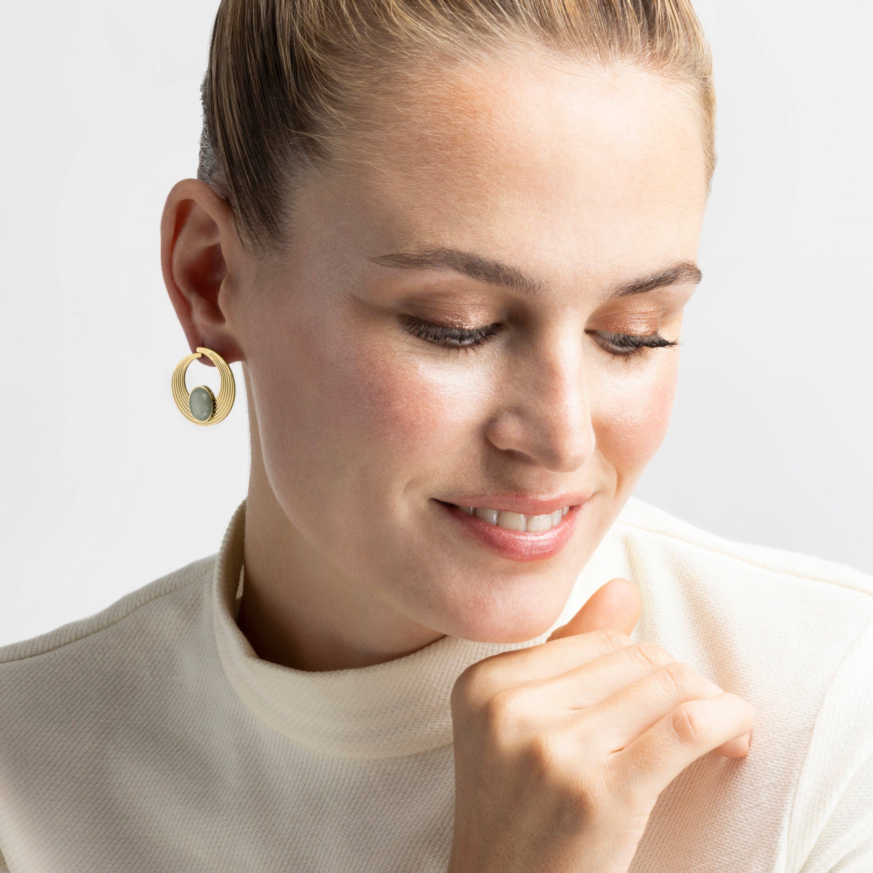 Luxenter - Wholesale Dangle Earrings - Pendientes con Amazonita acabado oro 18k - Halays2