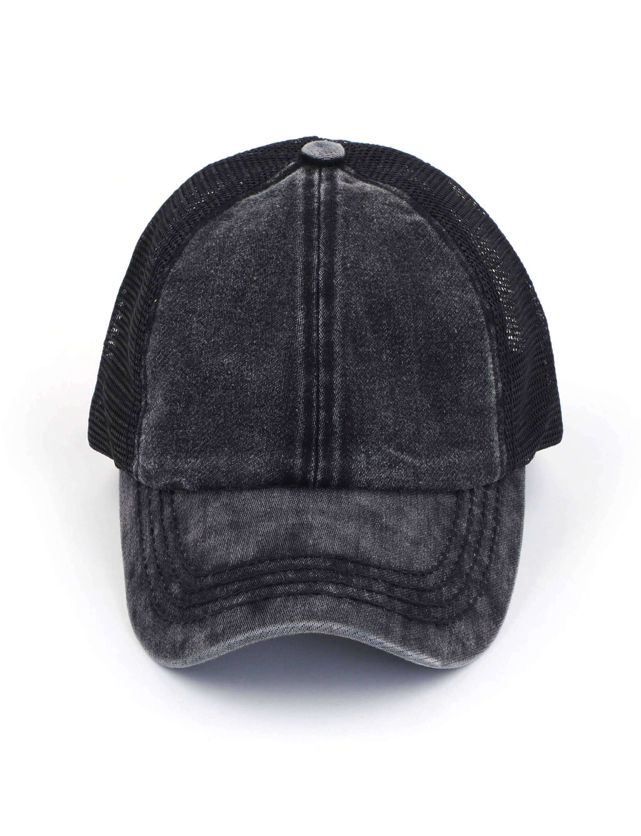 Truly Contagious - Wholesale Ponytail Cap - Women's - CC Washed Denim Criss Cross Cap ( BT-1009 )1