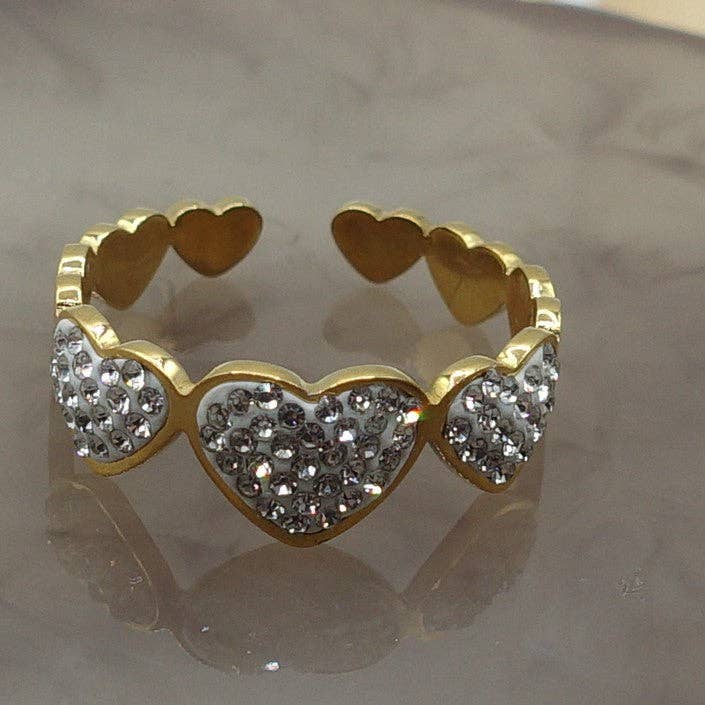 Daemon srls - Wholesale Multi-Stone Ring - ISADORA ~ ADJUSTABLE ~ Stainless Steel TINY HEARTS band ring3