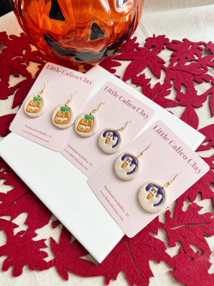 Spooky Cookie Dangles | Brincos de Argila de Polímero por atacado de Little Calico Clay
