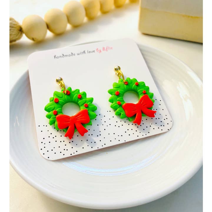 Eflie – Engroshandel Hængeøreringe og creoløreringe – Håndlavede julekrans dinglende øreringe Feriegave3