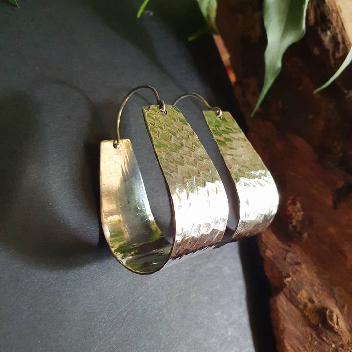Kaali Boutique - Wholesale Hoop Earrings - Wide Hammered Silver Hoops / Hammered Flat / Gold Hoops / Ethnic Boho Classic XL Bohemian Chic Gold Gypsy Spiral Hippie Hiphop Festival7