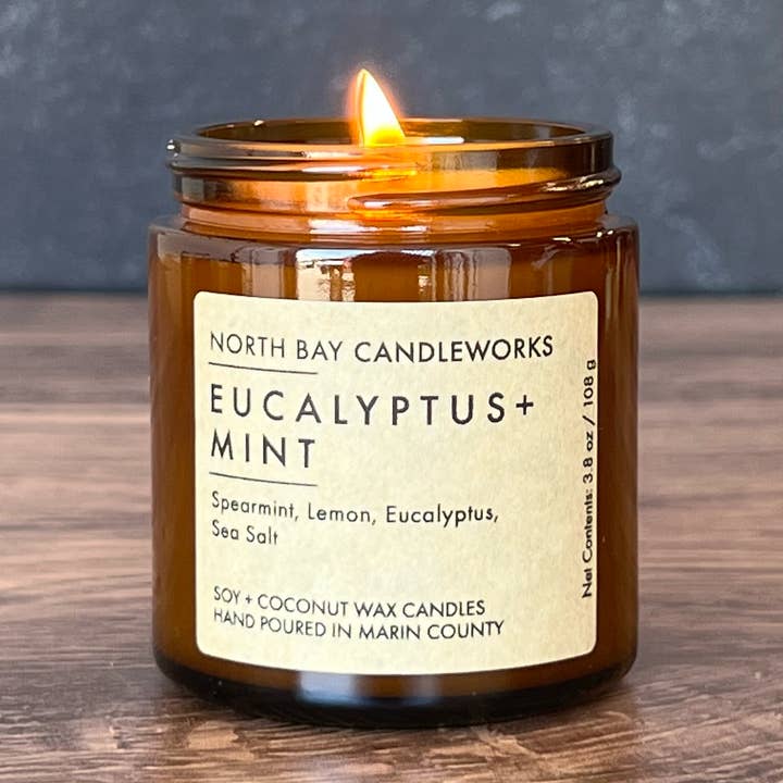 North Bay Candleworks – wholesale Jar/filled candle – Eucalyptus Mint (Mini Size, 3.8 oz)0