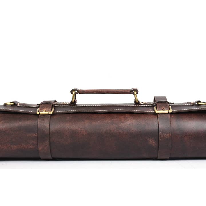 TLG Canada - Wholesale Knife Storage - Arizona Leather Knife Roll 10 Slot Walnut Brown4