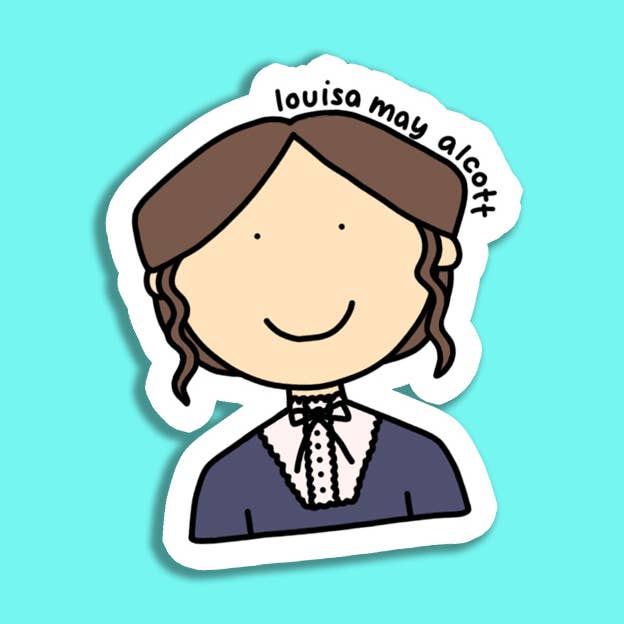 Louisa May Alcott 3" Vinyl Laptop Sticker for wholesale by Feminist Doodles