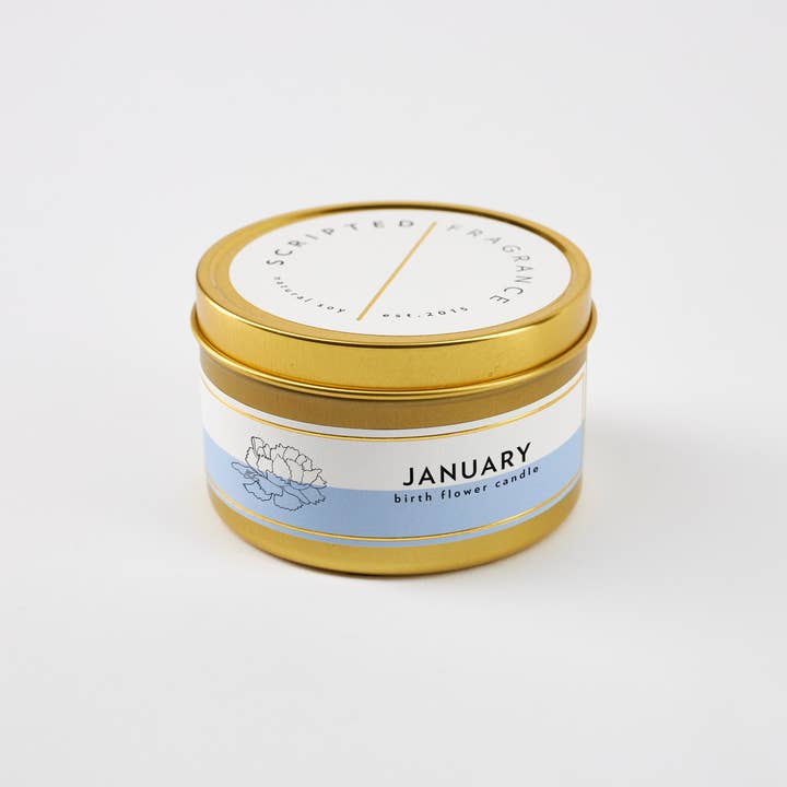 Scripted Fragrance - Wholesale Jar/Filled Candle - January Birth Flower Soy Candle1