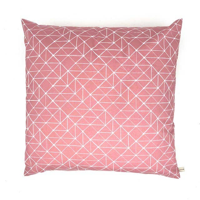 Kissen mit geometrischem Druck und Innenkissen (Set) rosa 45x45cm für den Großhandel von Luna-Leena - handmade in Nepal