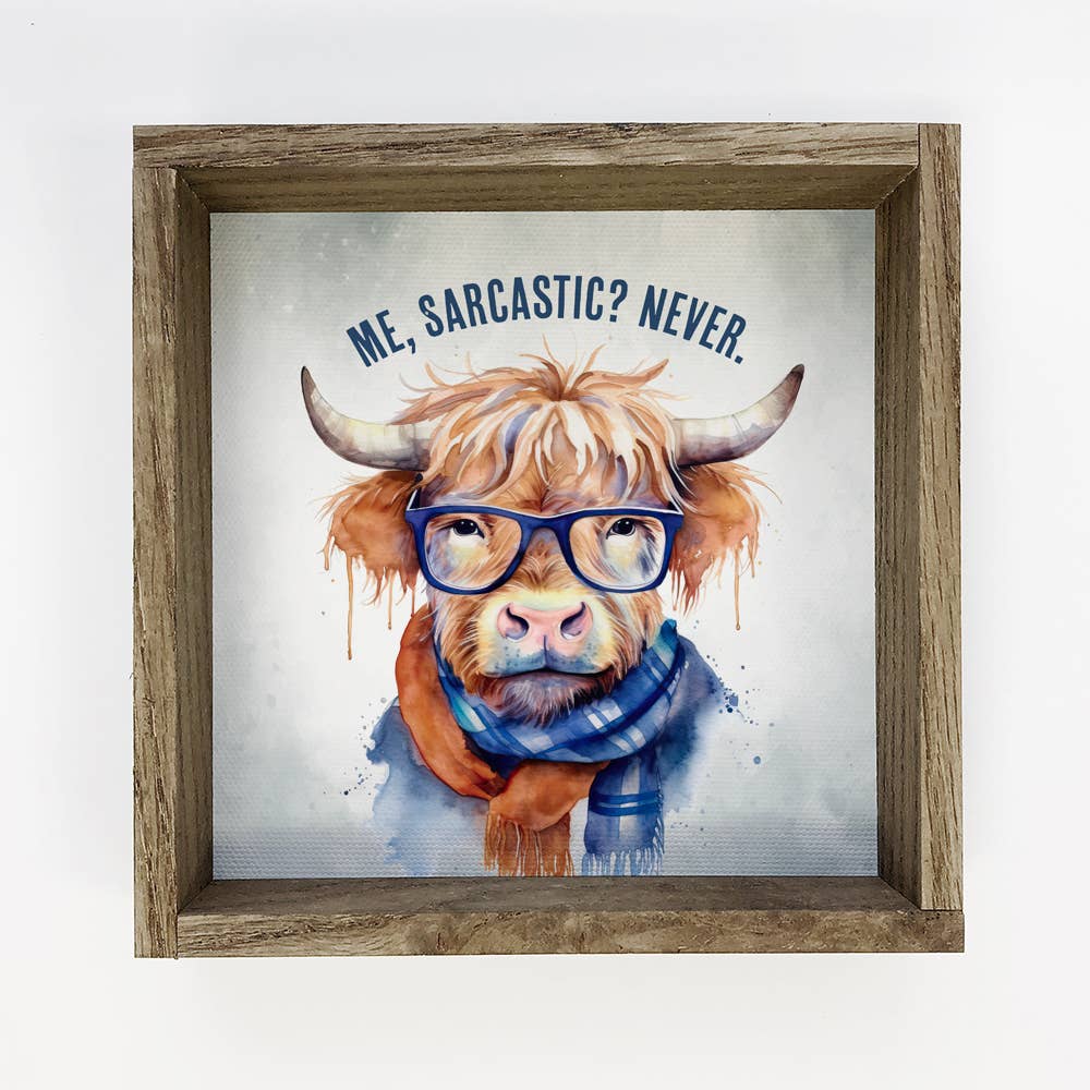 Hangout Home - Wholesale Sign - Sarcastic Highland Cow - Funny Cow Art - Cute Cow Sign0