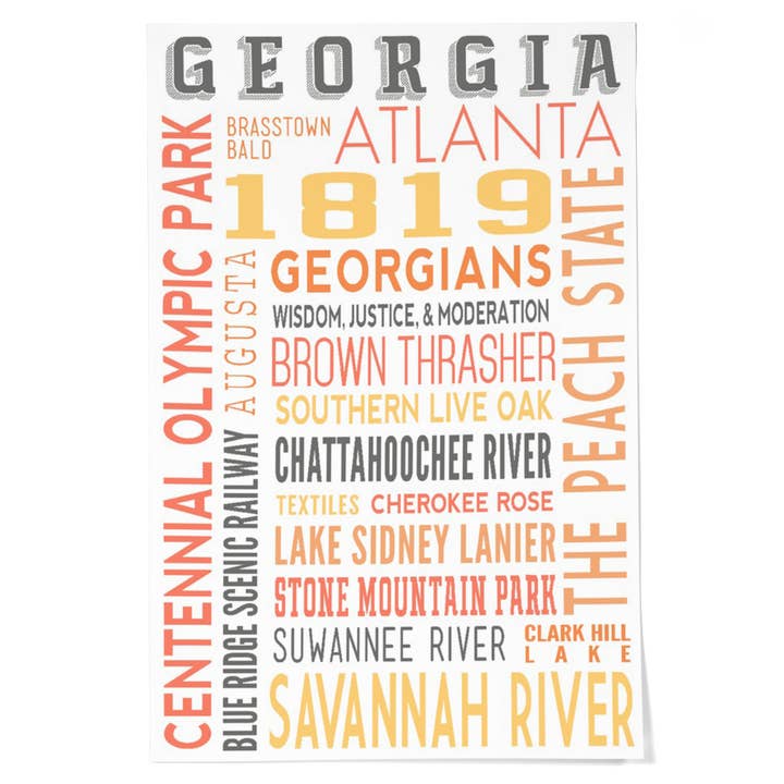 GICLEE PRINT Georgia, Typography for wholesale by Lantern Press