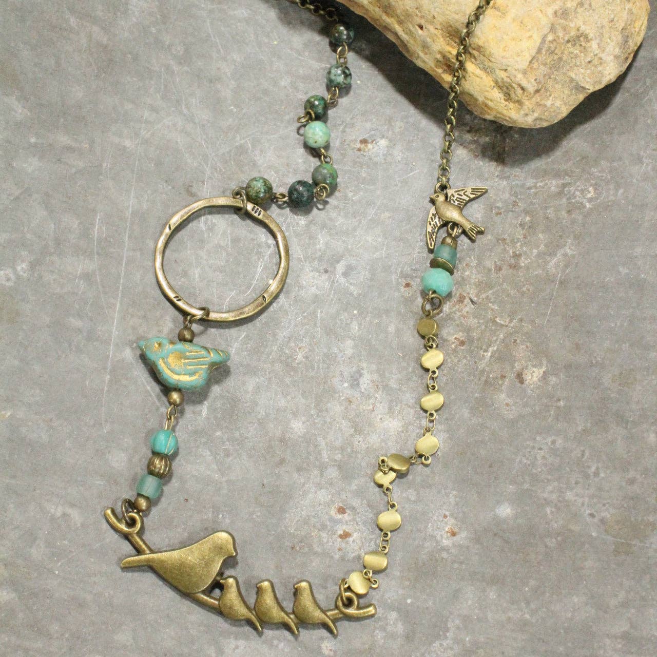 The Primitive Peddler, Inc. - Wholesale Pendant/Charm Necklace - Flocked Together Jade Czech Necklace4