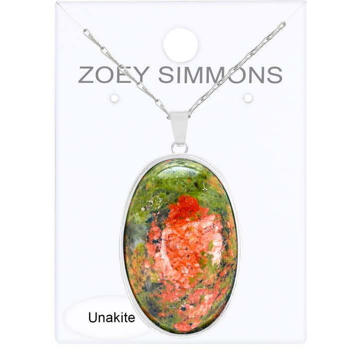 Zoey Simmons – wholesale Hänge-/berlockhalsband – Unakite Oval Cabochon hänge halsband - SF