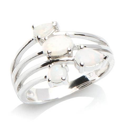 Anillo con ópalo blanco natural de Australia, plata de ley para venta al por mayor de OPALOOK France