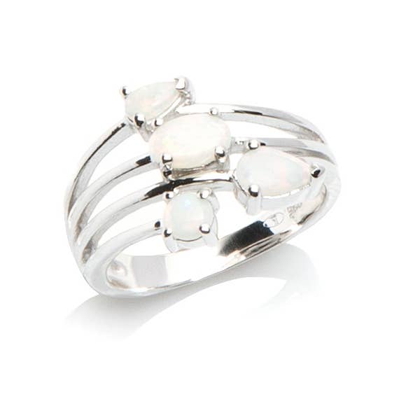 Anel com opala branca natural da Austrália em prata de lei por atacado de OPALOOK France