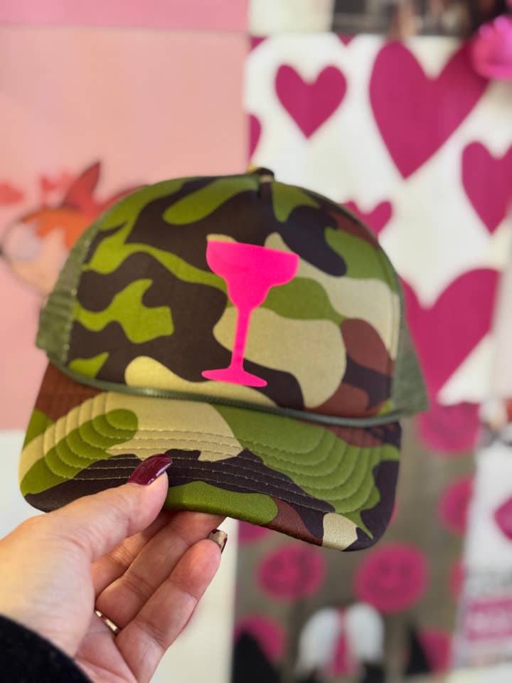 Camo Cocktails Glow Up Trucker Hat for wholesale by The Maximalist Boutique