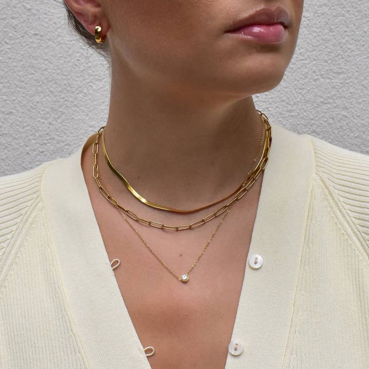 MAI DESIREE - Wholesale Link & Chain Necklace - RICKY GOLD PAPERCLIP CHAIN NECKLACE