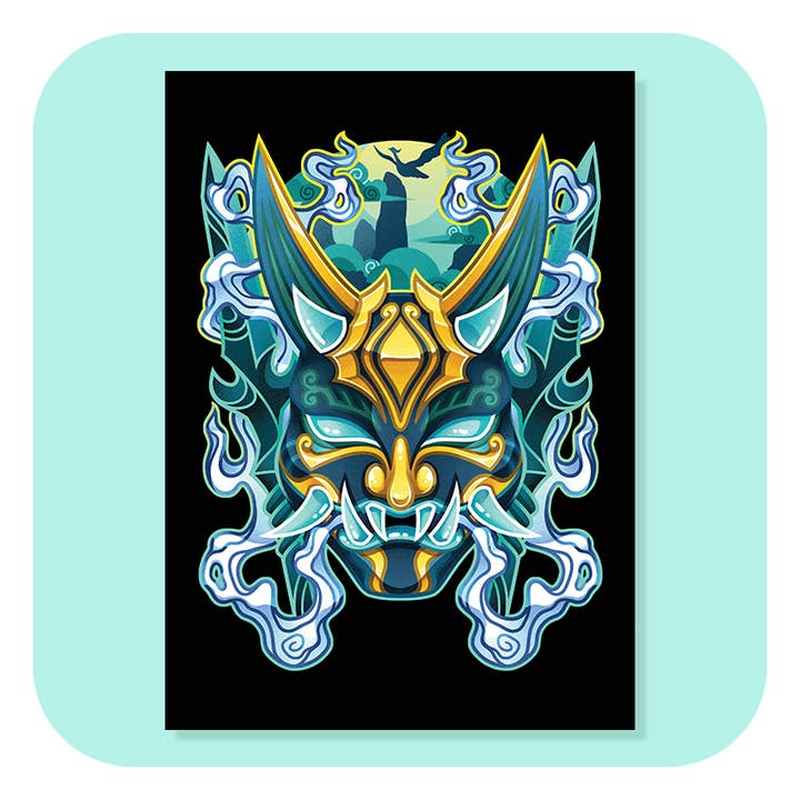 Genshin Impact Xiao masker A4-print voor wholesale door Gilles Bone Illustrations