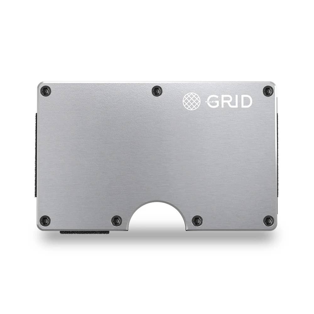 Grid Wallet // Silver Aluminum for wholesale on Faire