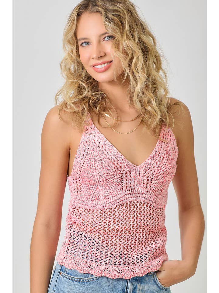 Mystree - Wholesale Camisole - Women's - 61099 Crochet Style Knit Cami