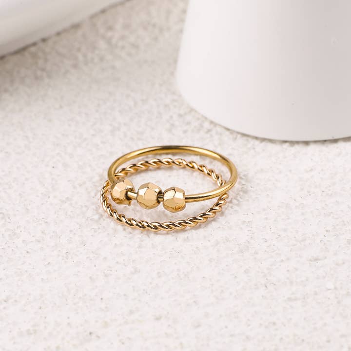 Mint & Lily - Wholesale Band/Stacked Ring - Dainty Stackable Beaded Fidget Ring Set3