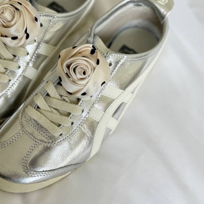 MOND HAUS - Wholesale Shoe Jewelry - Women's - Roselle Shoe Clip, Polka Dot Pattern Satin Rose Charm2