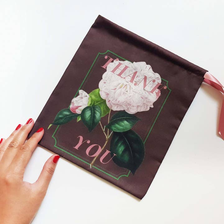 Six Acre Meadow – wholesale Gift bag – Thank You Gift Pouch with Camellia Floral Print2